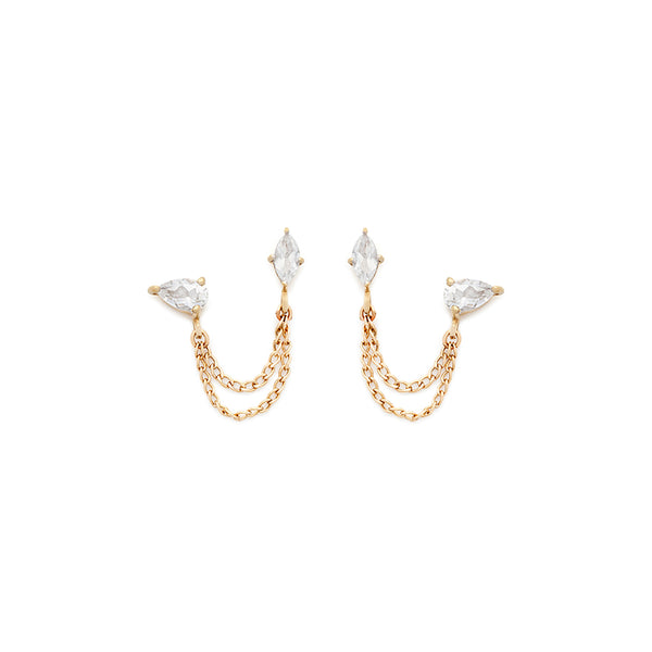 Marquise Chain Studs | White Topaz