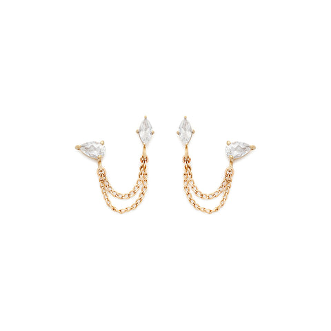 Marquise Chain Studs | White Topaz