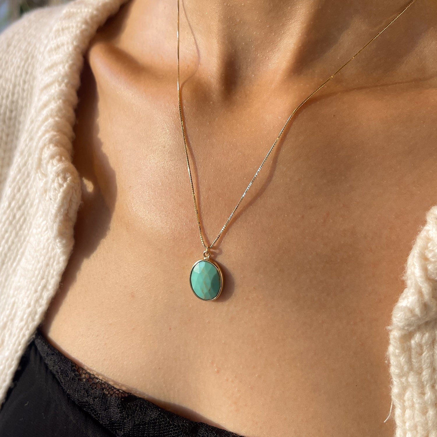Turquoise 14K Freeform Necklace