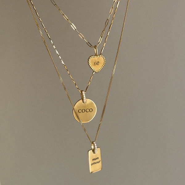 Note Pavé Pendant | Gold Vermeil & CZ