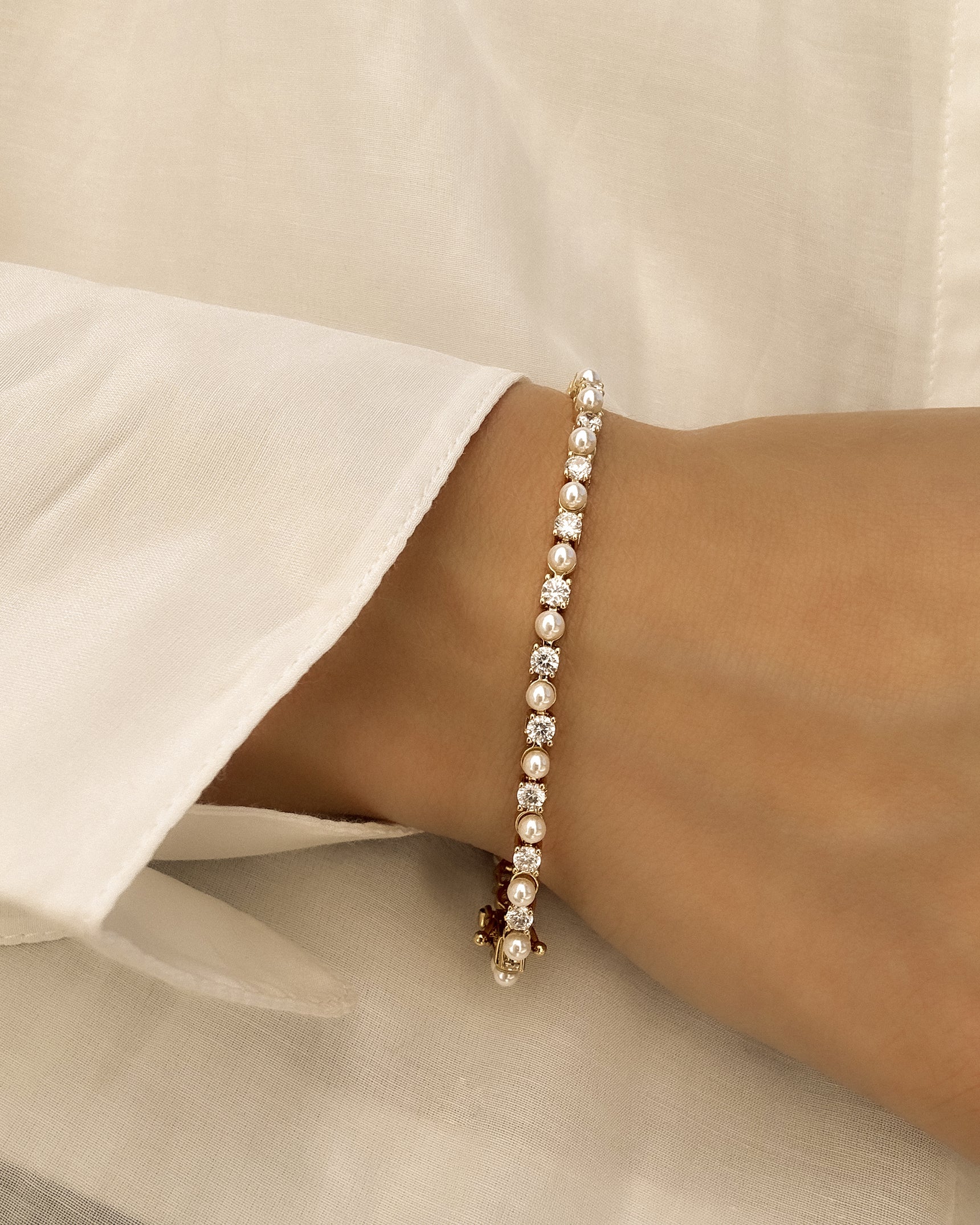 Pearl & CZ Tennis Bracelet