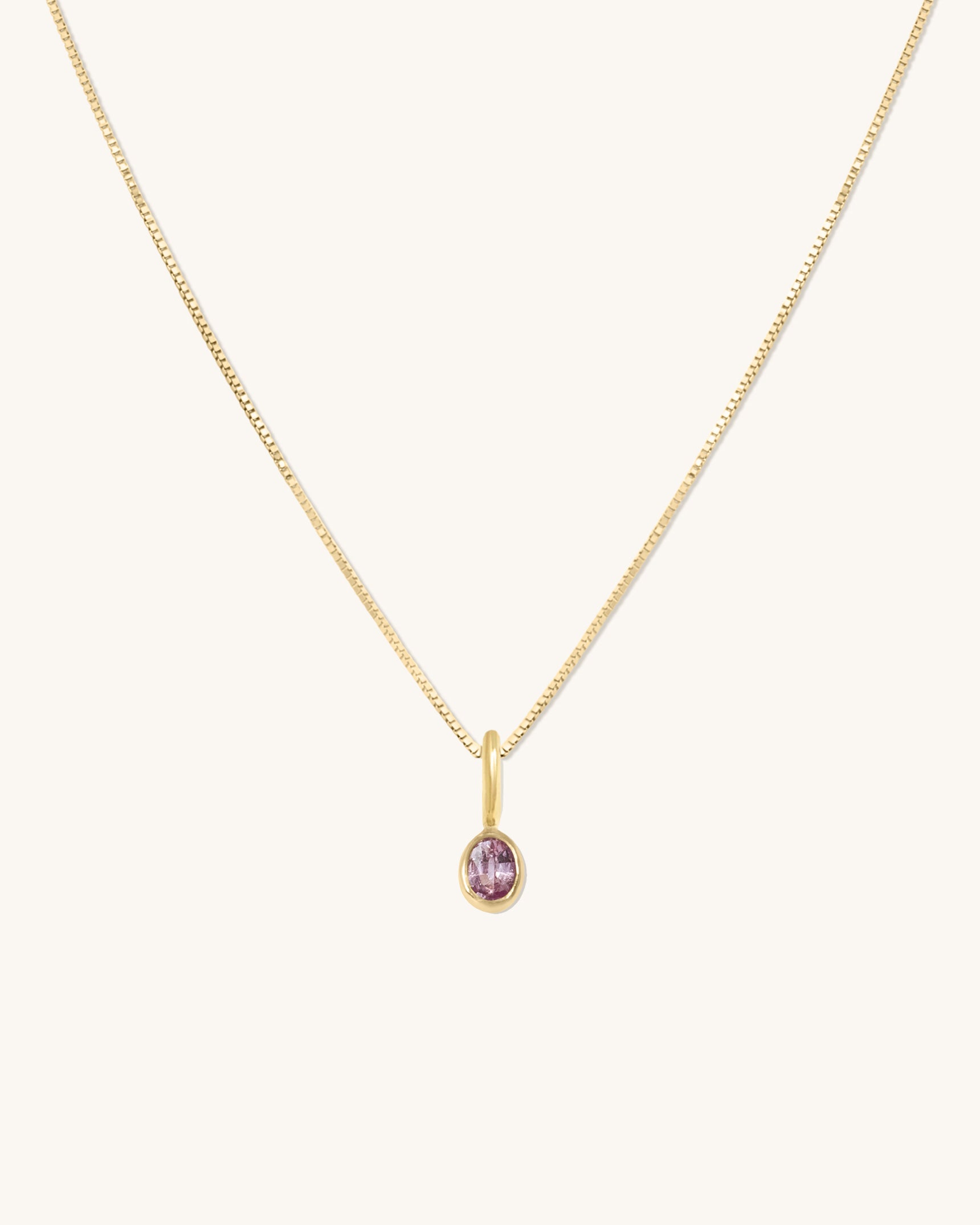 Petite Oval Pink Sapphire Necklace
