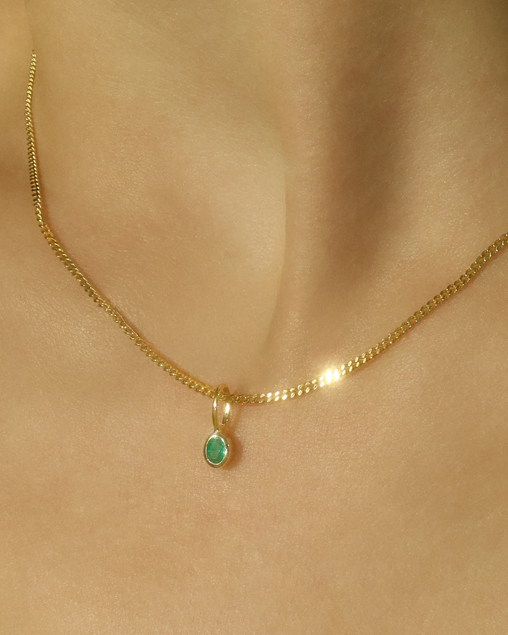 Petite Oval Emerald Pendant