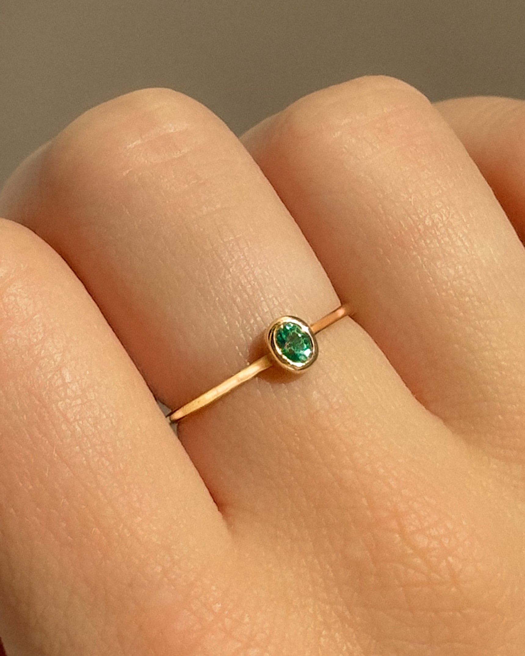 Petite Oval Emerald Ring