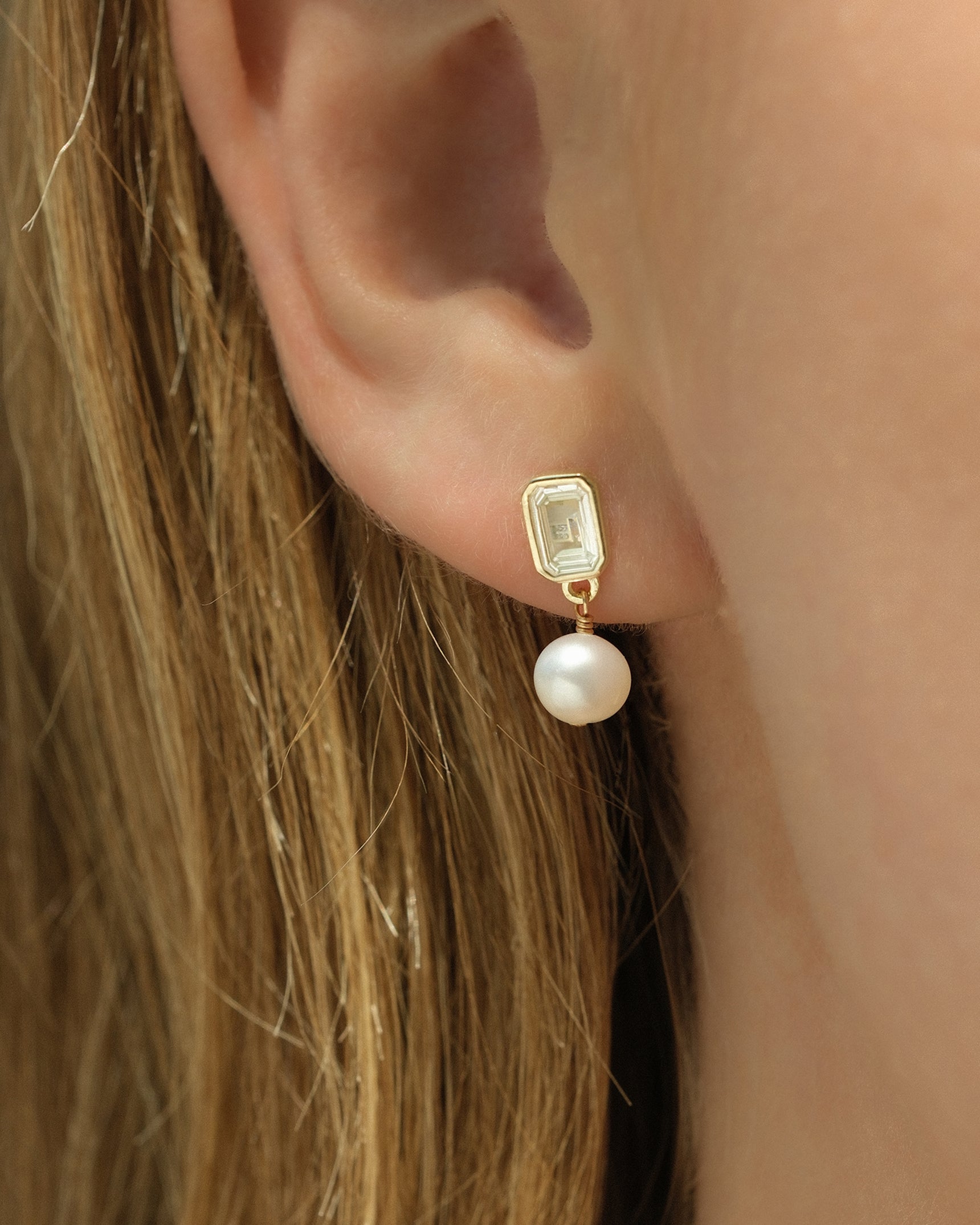 Petite Pearl & White Topaz Drops