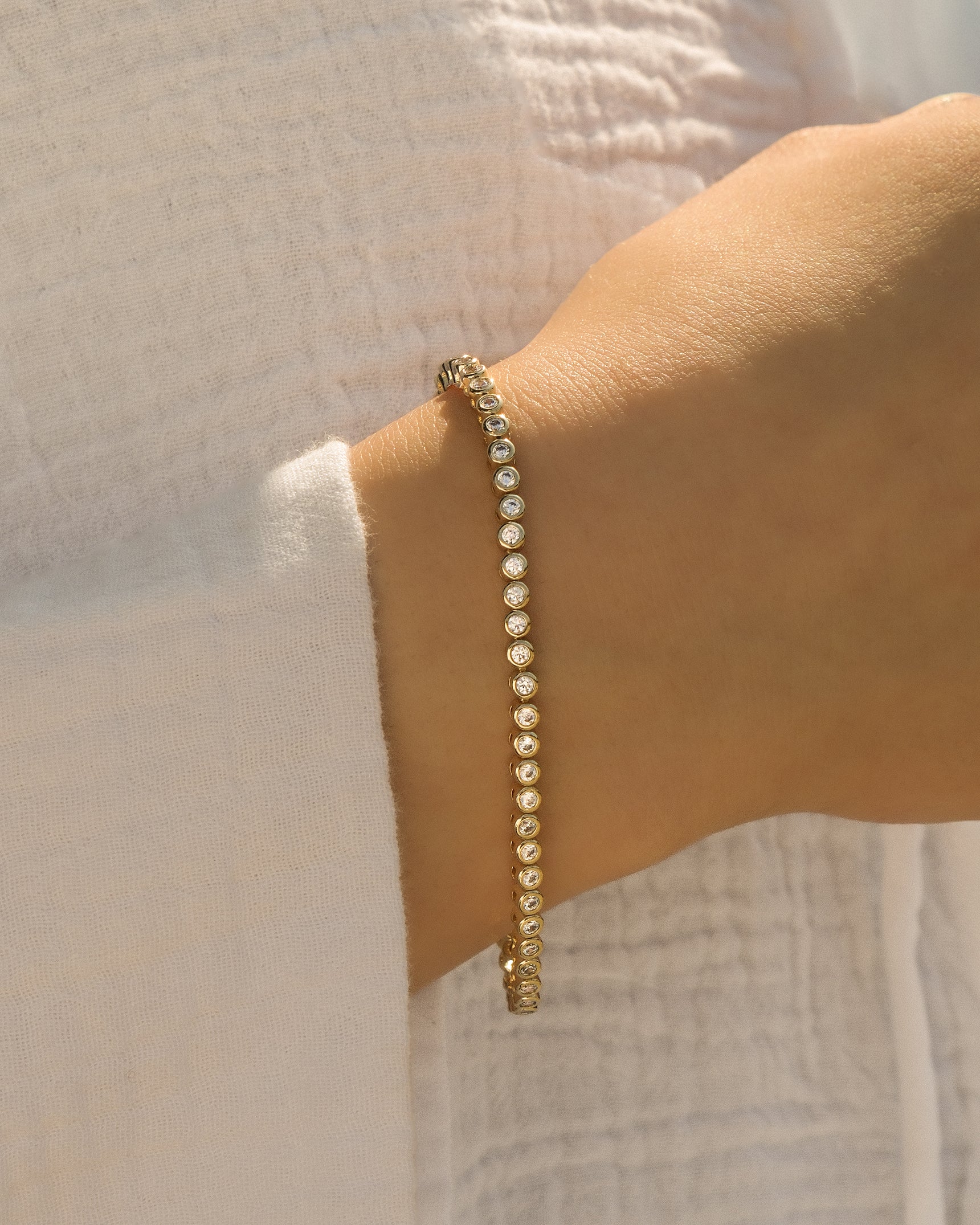 Petite Round CZ Bezel Tennis Bracelet