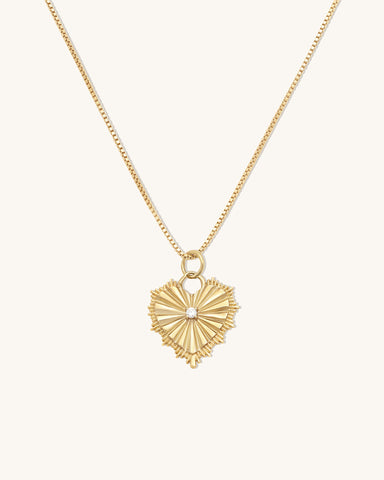 Radiating Heart Necklace | Gold & CZ