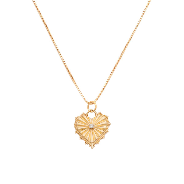 Radiating Heart Necklace | Gold & CZ