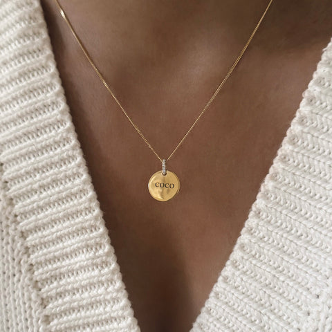 Round Pavé Pendant | 10K Solid Gold & CZ