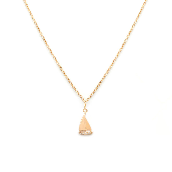 Sailboat Necklace | Gold & CZ