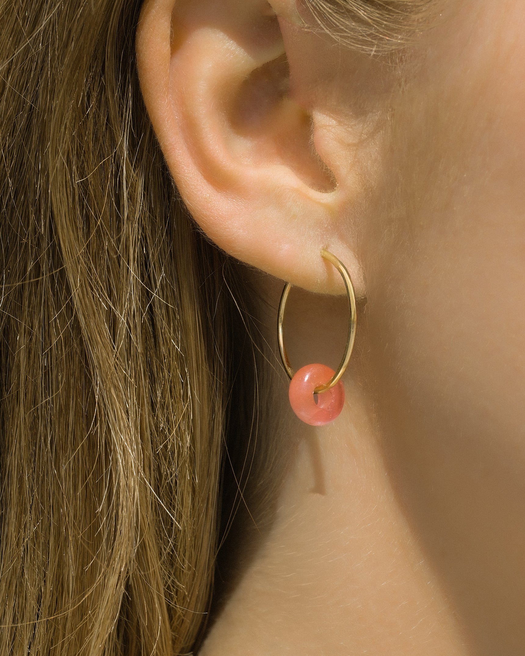 Strawberry Quartz Beaded Hoops