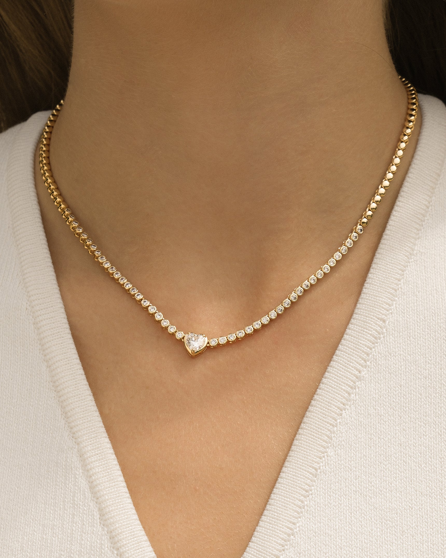 Heart Cut Tennis Necklace