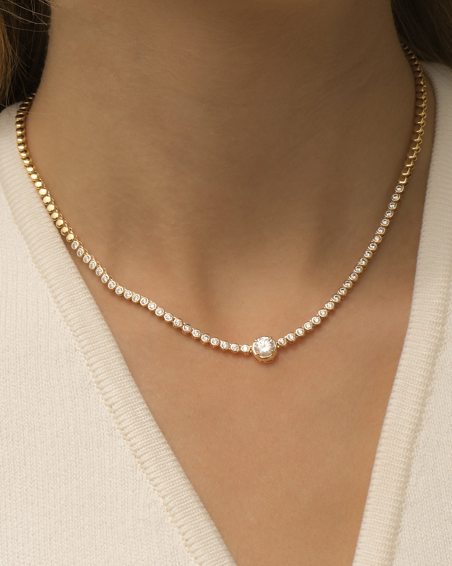 Round Cut Tennis Necklace