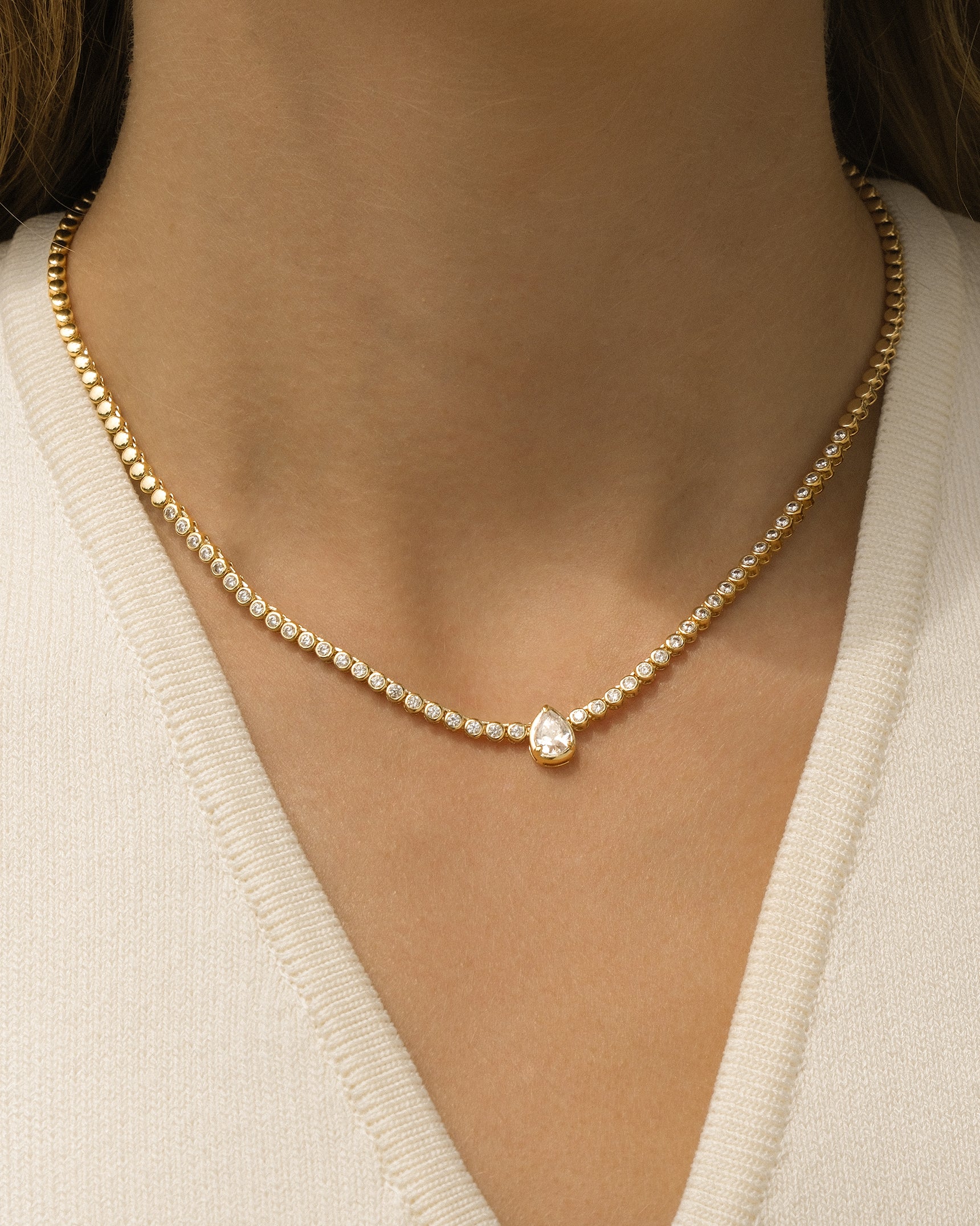Pear Cut Tennis Necklace