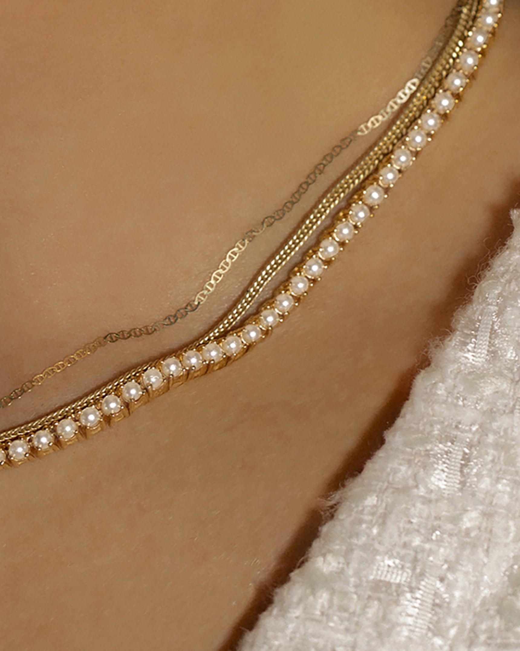 Tennis Pearl Necklace