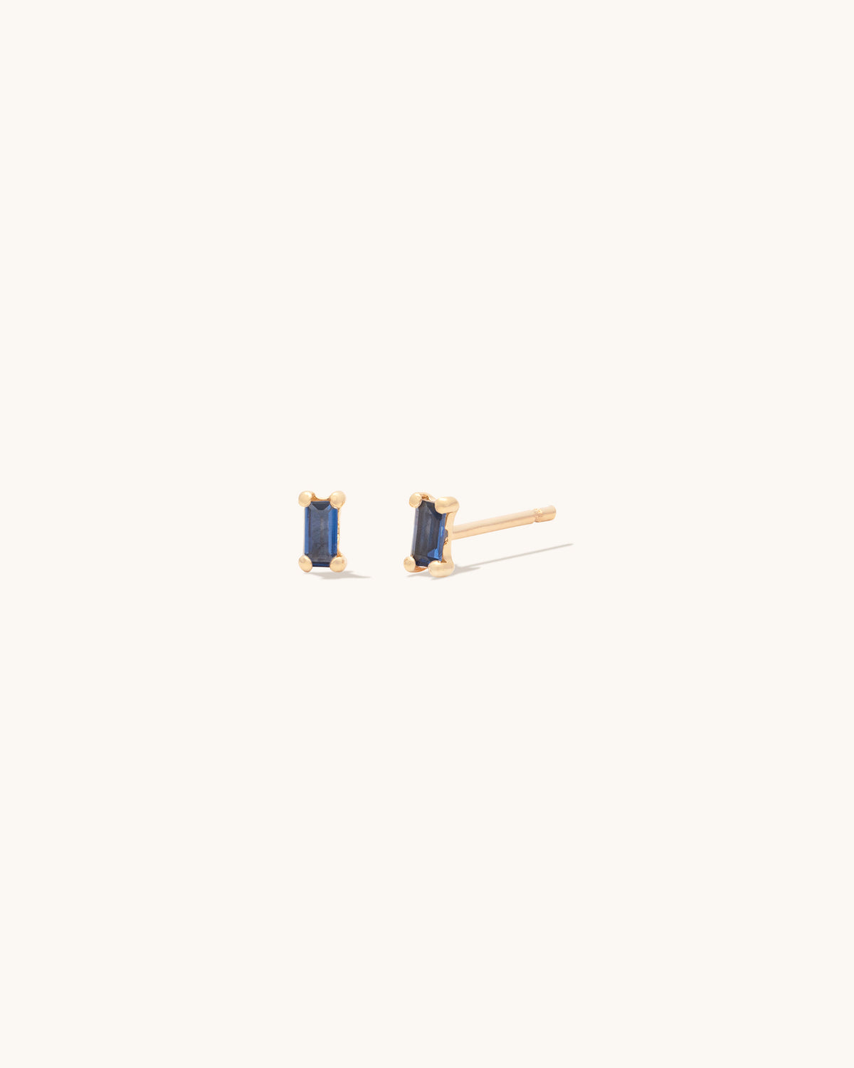 Tiny Blue Sapphire Baguette Studs