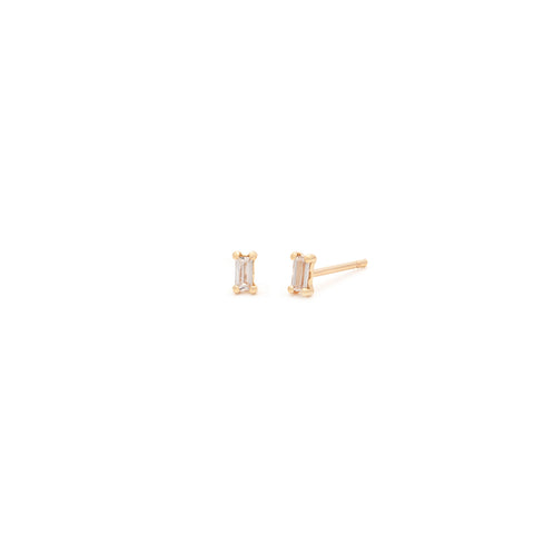 Tiny Baguette Studs | 10K Gold & CZ