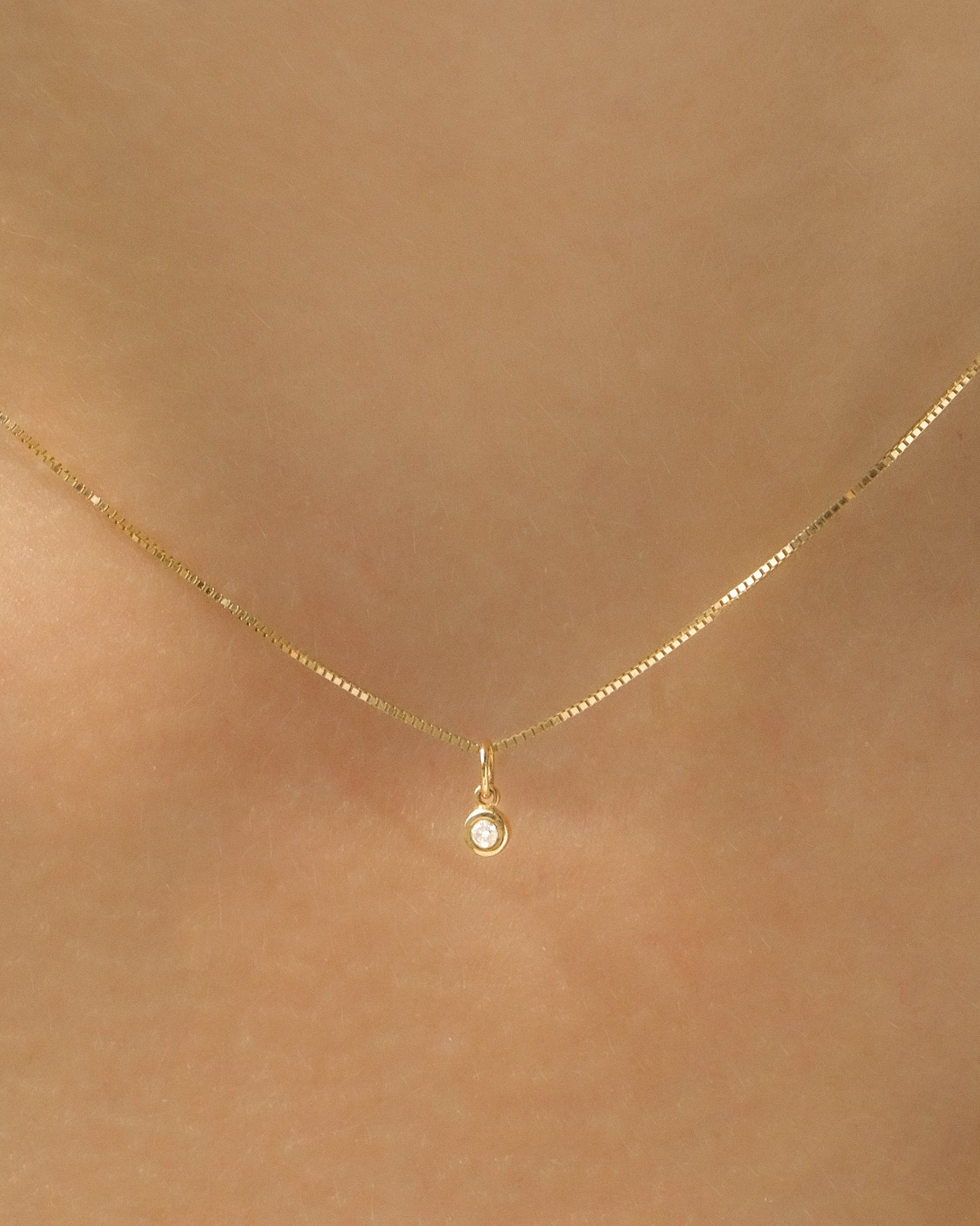 Petite Diamond Bezel 14K Necklace