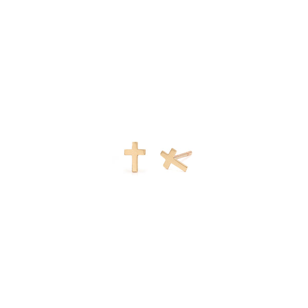 Tiny Cross Studs | 10K Solid Gold