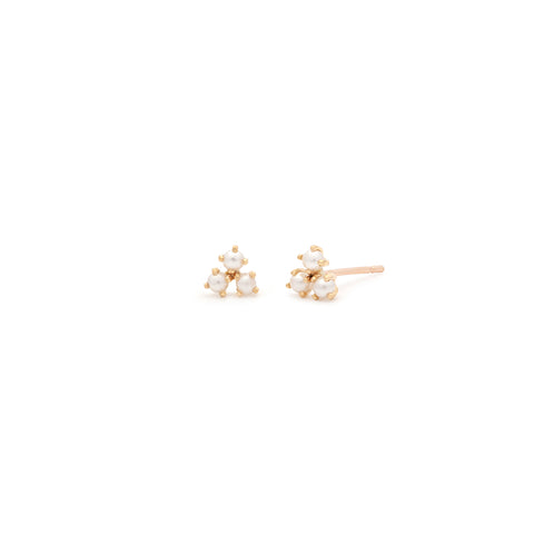 Tiny Trio Studs | 10K & Pearl