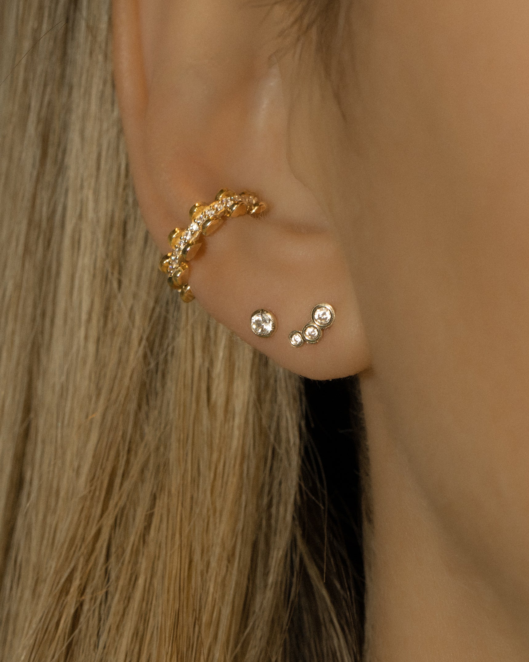 Trio Bezel Flatback Stud