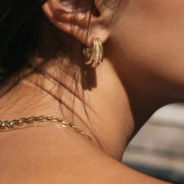 Triplette Pavé Hoops | CZ & Gold