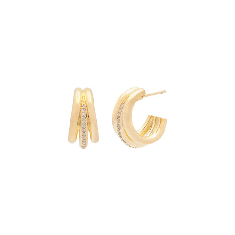 Triplette Pavé Hoops | CZ & Gold