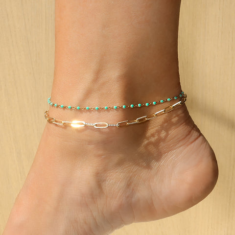 Candy Chain Anklet | Turquoise & Silver