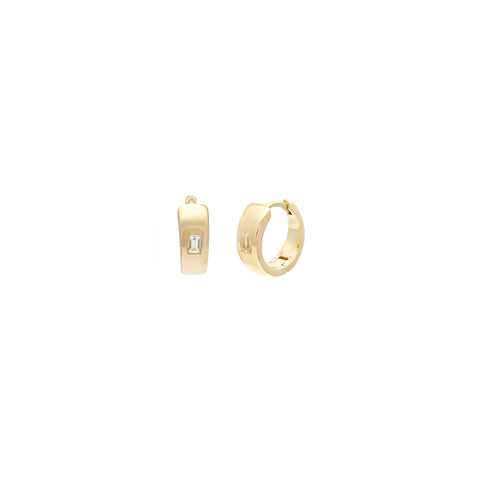 White Topaz Huggies | Gold