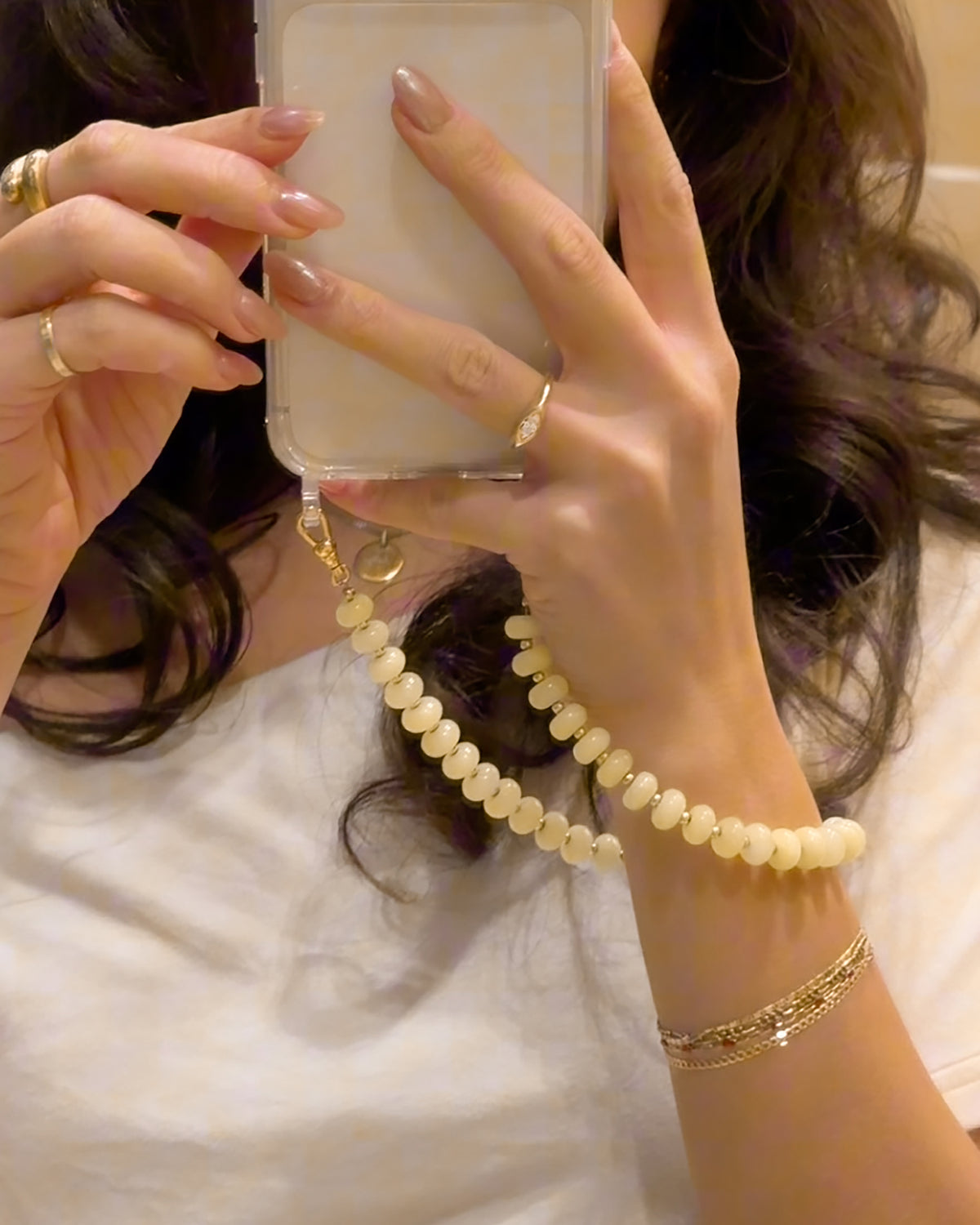 Yellow Jade Rondelle Phone Wristlet