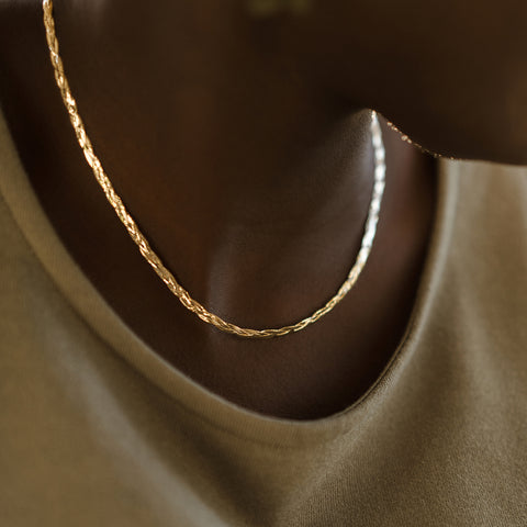 Braided Herringbone Necklace | 10k Gold