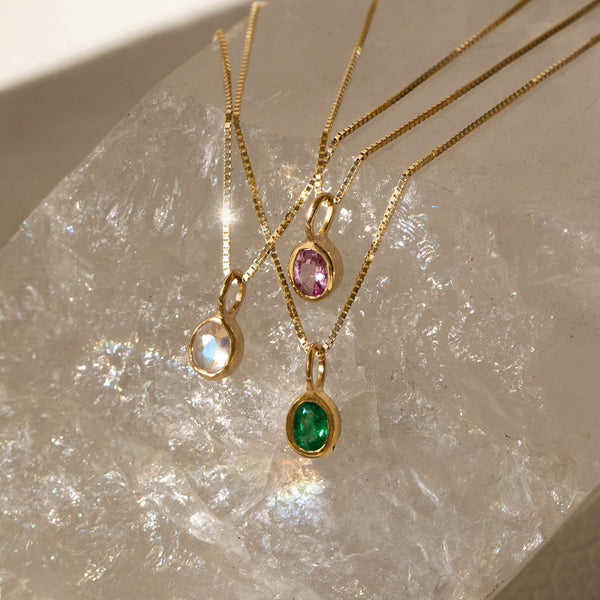 Petite Oval Necklace | 14k Gold & Moonstone