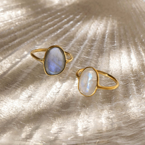 Selena Slice Ring | 10k Gold & Labradorite