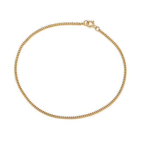 Curb Chain Anklet | Solid 14k Gold