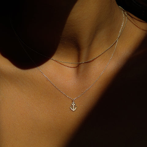 Anchor Necklace | 14k Gold & Diamond