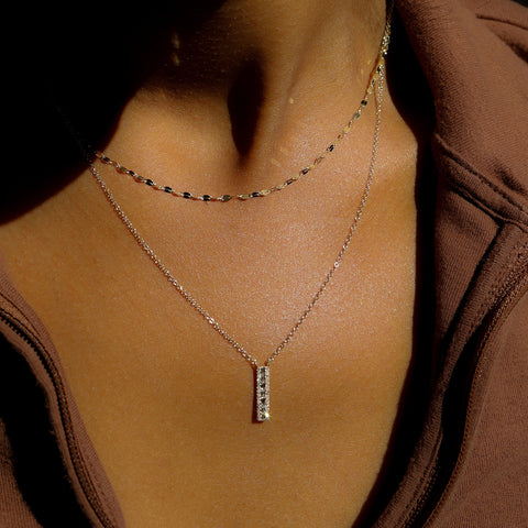 Diamond Path Necklace | 14k Gold & Diamond