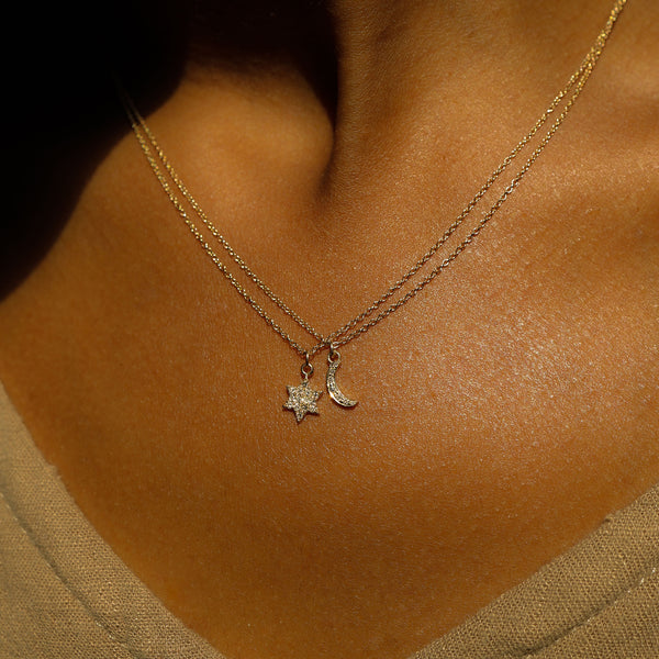Luna Necklace | Solid 14k Gold & Diamond