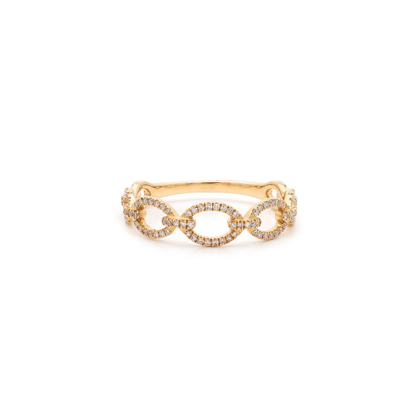 Diamond Pavé Chain Ring | 14k Gold & Diamond