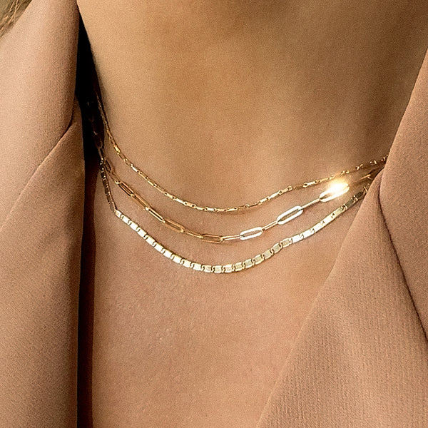 Flat Drawn Bold Chain Necklace | Solid 14k Gold