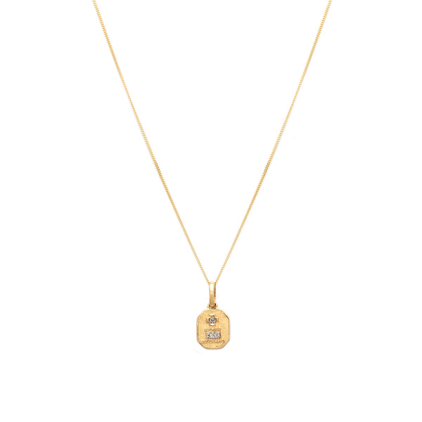 Love Token Necklace Square | 14k Gold & Diamond