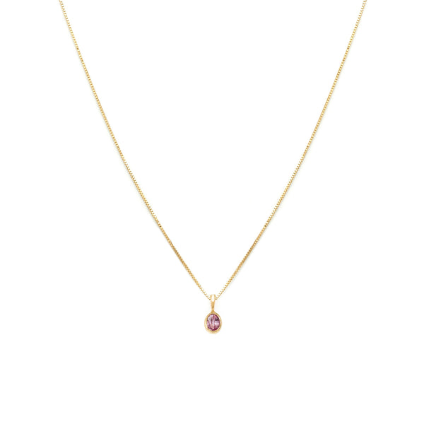 Petite Oval Necklace | 14k Gold & Pink Sapphire
