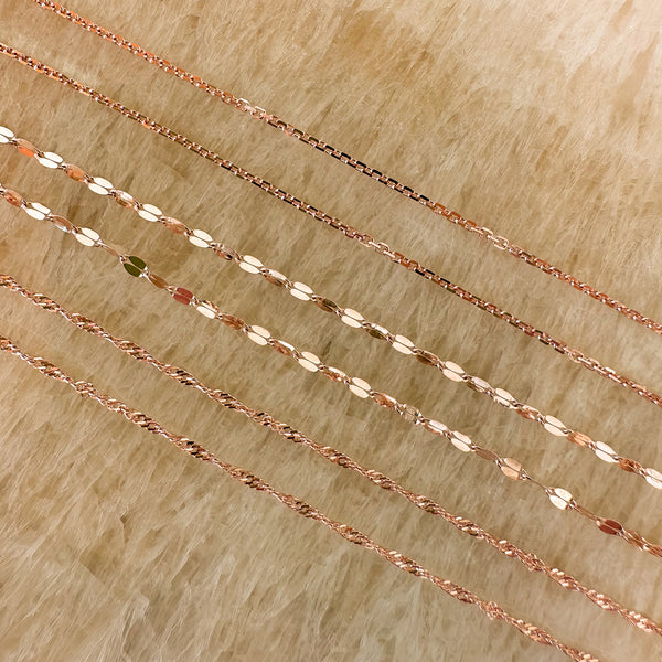 Shimmer Chain Necklace | Solid 14k Rosegold