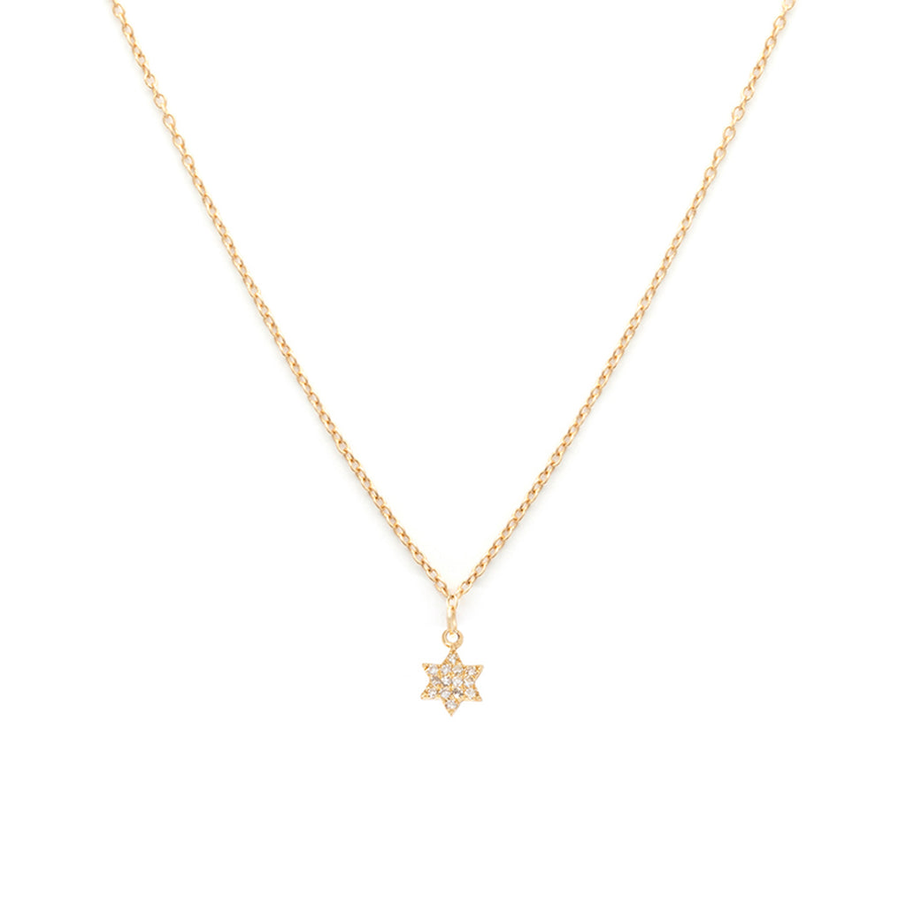 14K Gold Diamond Star Charm Necklace