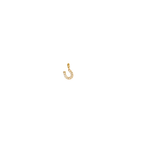 Tiny Horseshoe Charm | 9k Gold & Diamond