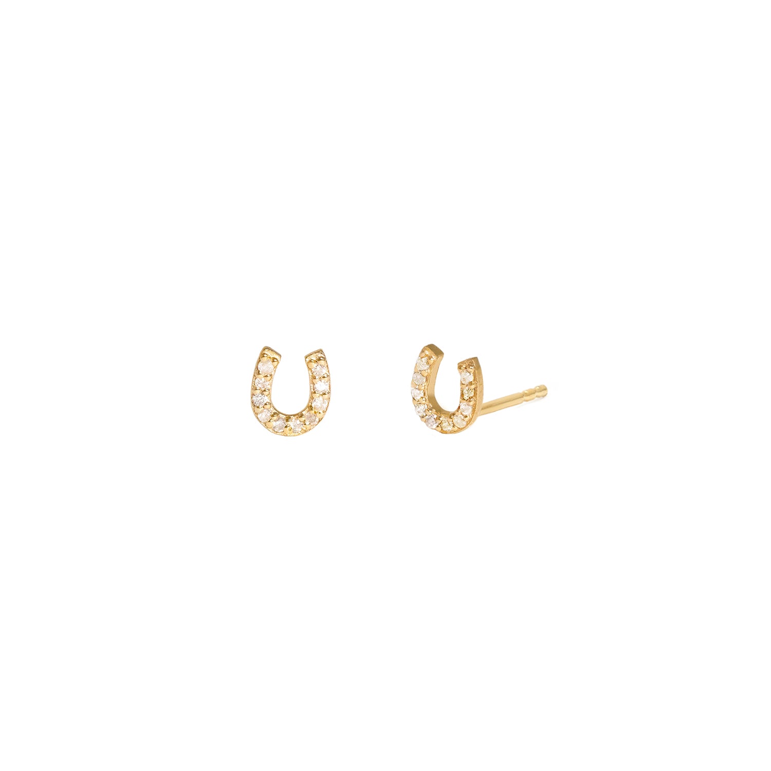 14k Gold Horseshoe Earrings with Diamonds - Show Stable Artisans