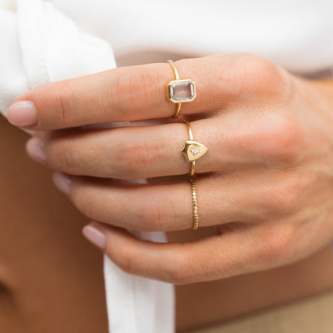 gold hammered bead ring