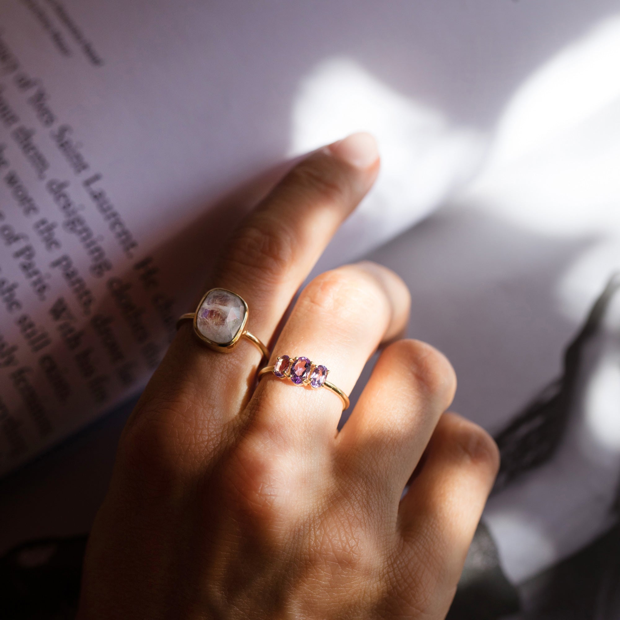 gold moonstone ring