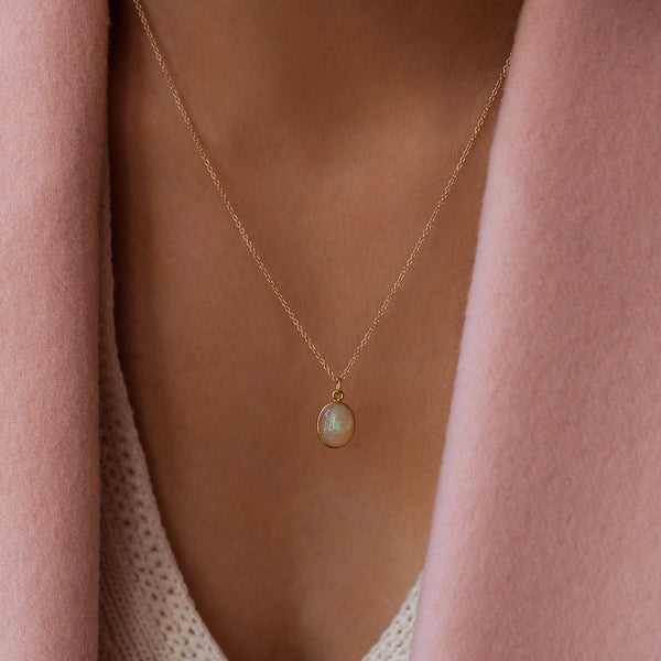 Cabochon Necklace | 14k Gold & Opal