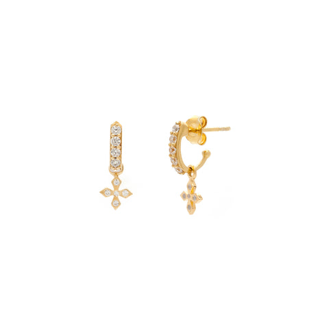 CZ and Gold Floral Lirio Huggie Hoops