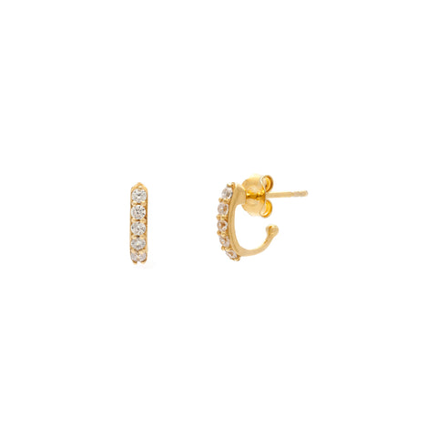 Gold and CZ Huggie Demi Hoops